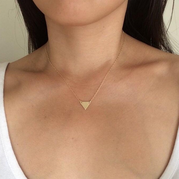 Feminine Silver Triangle Pendant Necklace - Picture 3 of 3